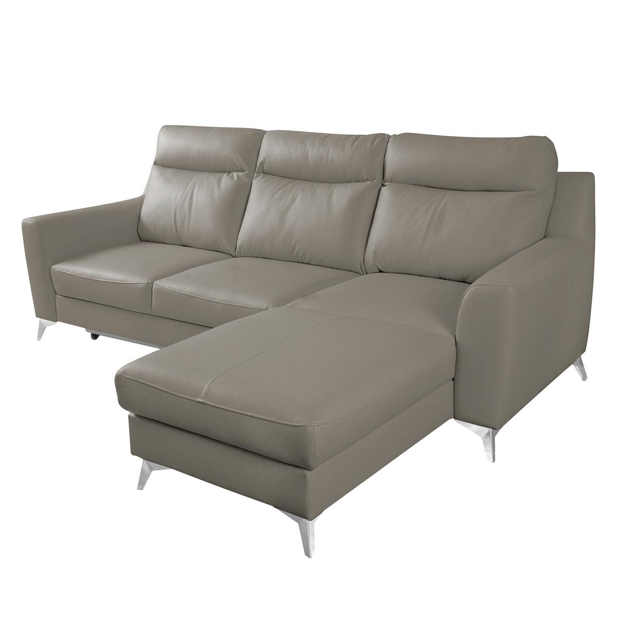 Ecksofa Gio Schlammfarben S: 168x236 Cm - Chromfarben/Schlammfarben, Design, Leder/Textil (236/168cm) - Livetastic