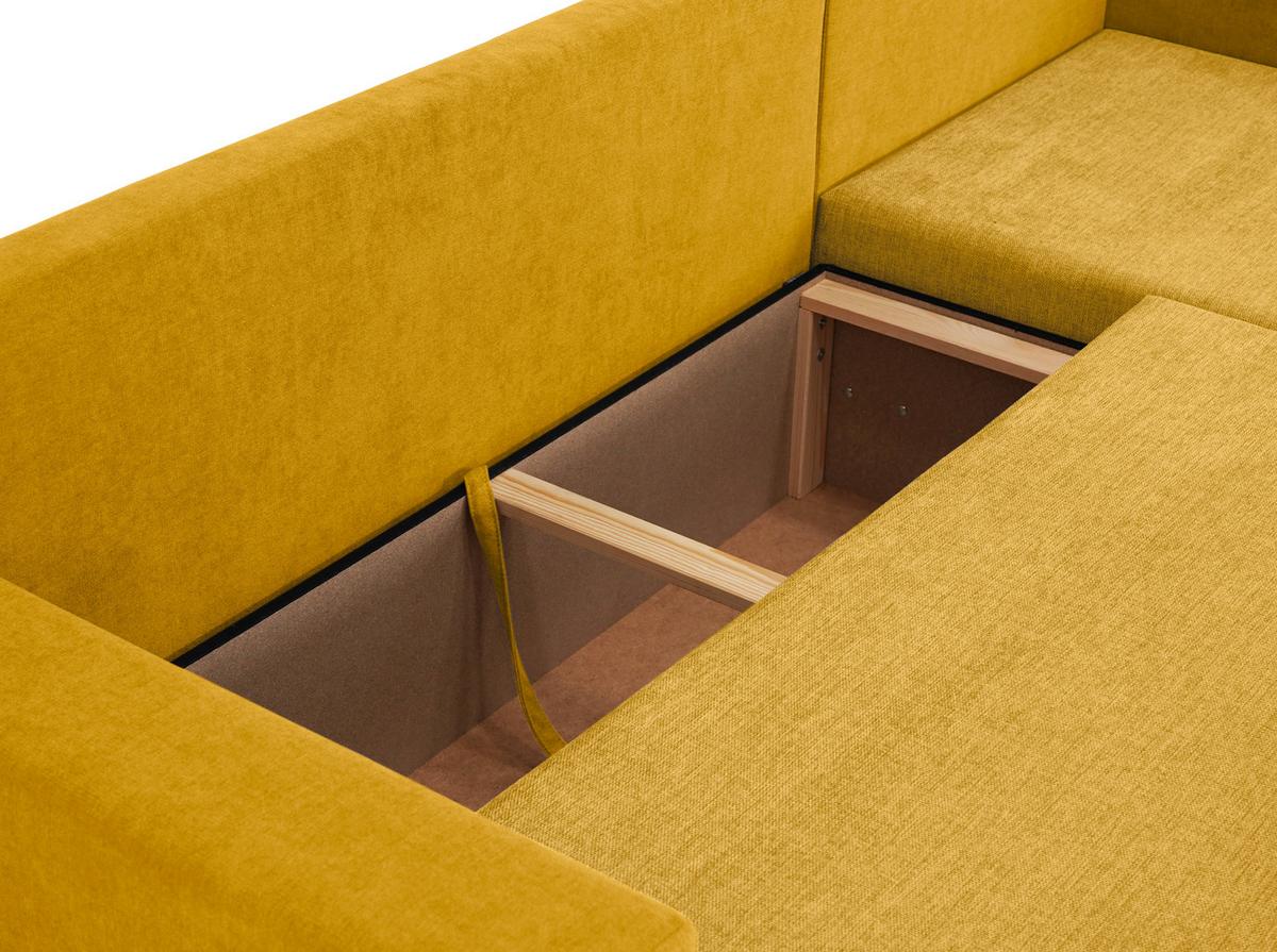 Ecksofa Asna, Gelb S: 252x155 cm - Gelb/Schwarz, Design, Textil (252/155cm) - Livetastic