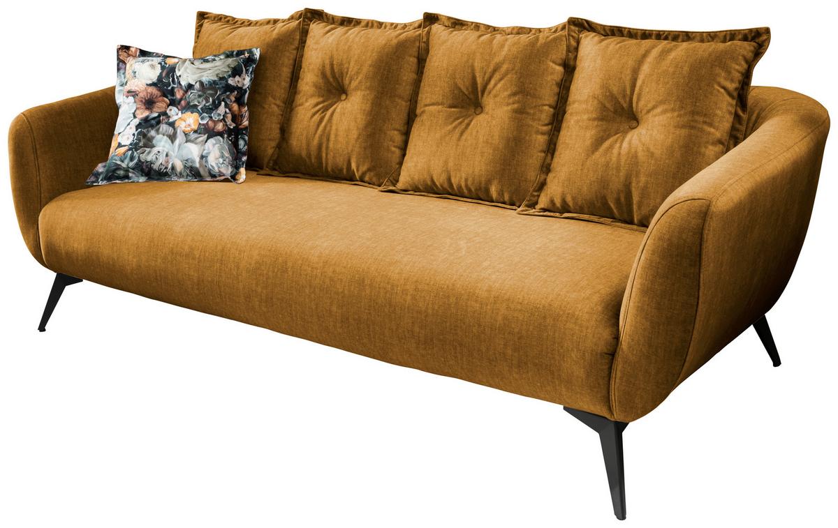 3-sitzer-sofa Baggio Mit Kissen Gelb - Gelb/Multicolor, MODERN, Holz/Textil (236/94/103cm) - Livetastic