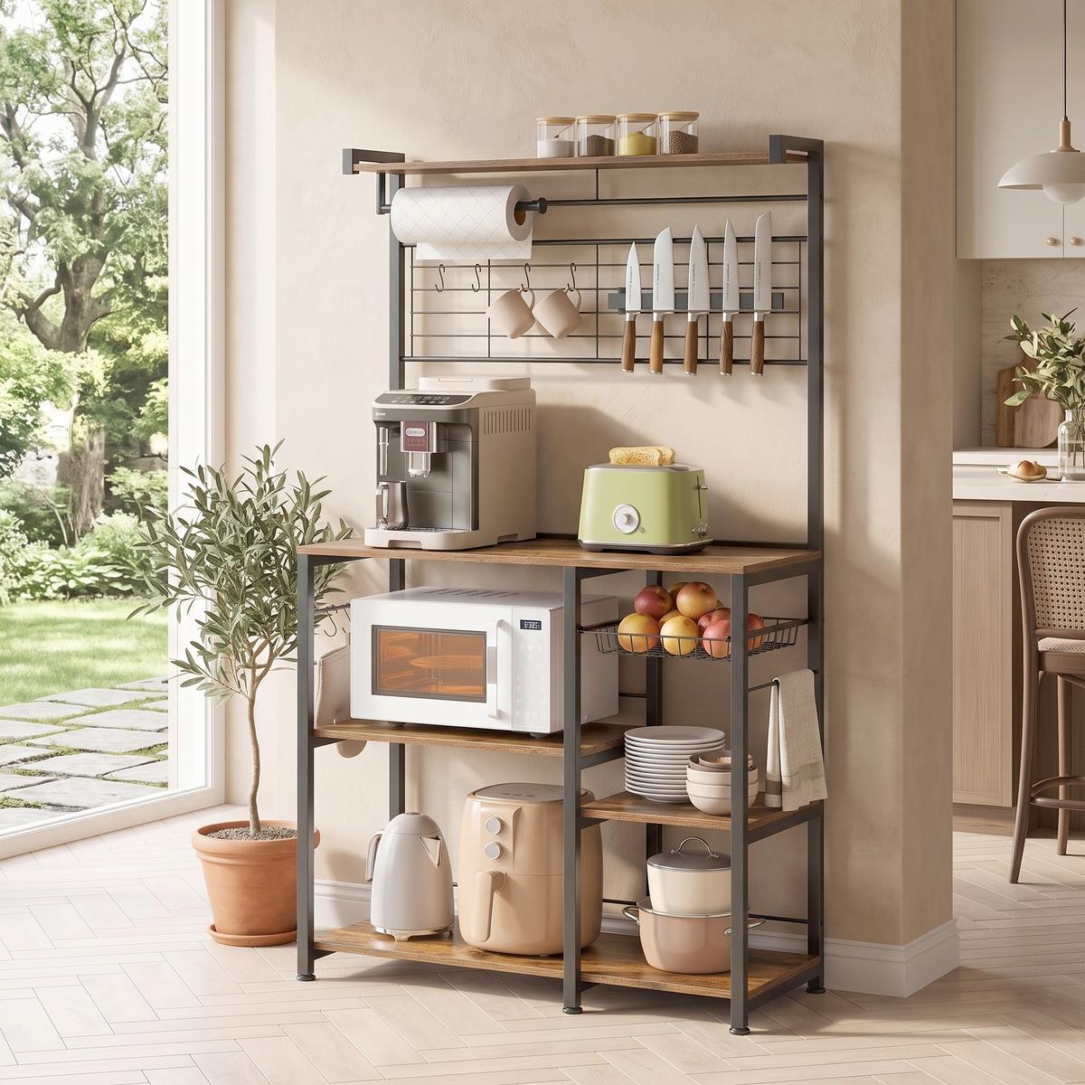 REGAL KITCHEN SHELF - Schwarz/Braun, MODERN, Holzwerkstoff/Metall (90/167/42cm) - MID.YOU