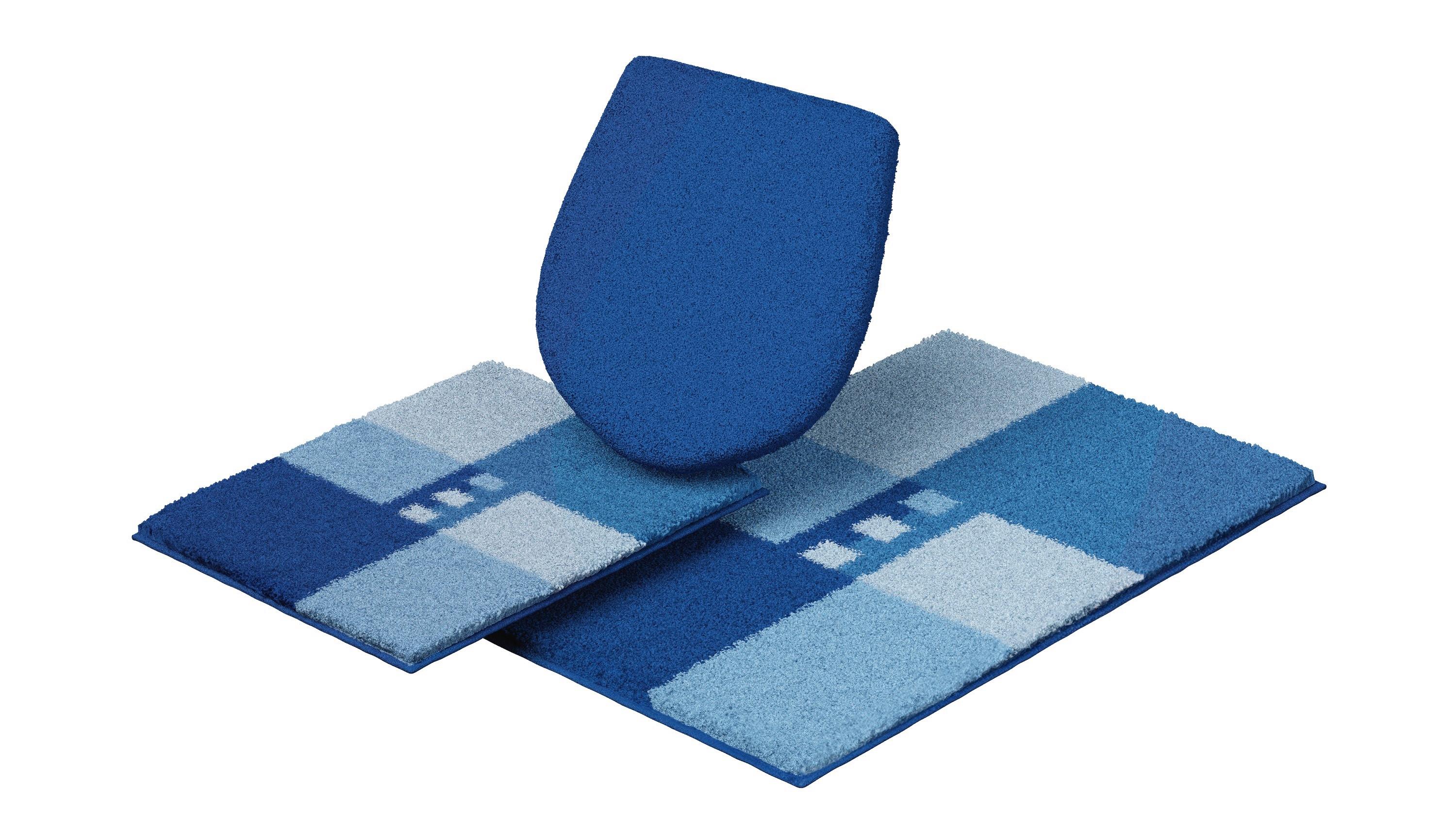 Bademattenset Roman 3er Set - Blau, Basics, Textil - Grund