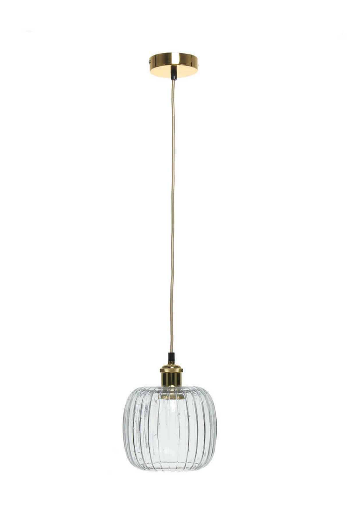 Hängeleuchte Claudia H: 24 cm 1-Flammig - Klar/Goldfarben, Trend, Glas (18/24/18cm) - Kayoom