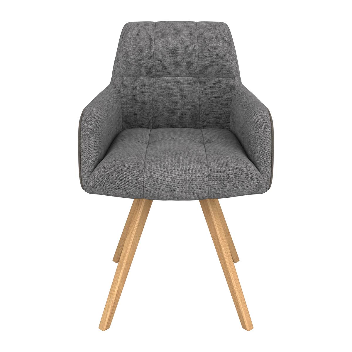 Armlehnenstuhl Elke Grau gepolstert - Naturfarben/Grau, MODERN, Holz/Textil (61/88/66,5cm) - James Wood