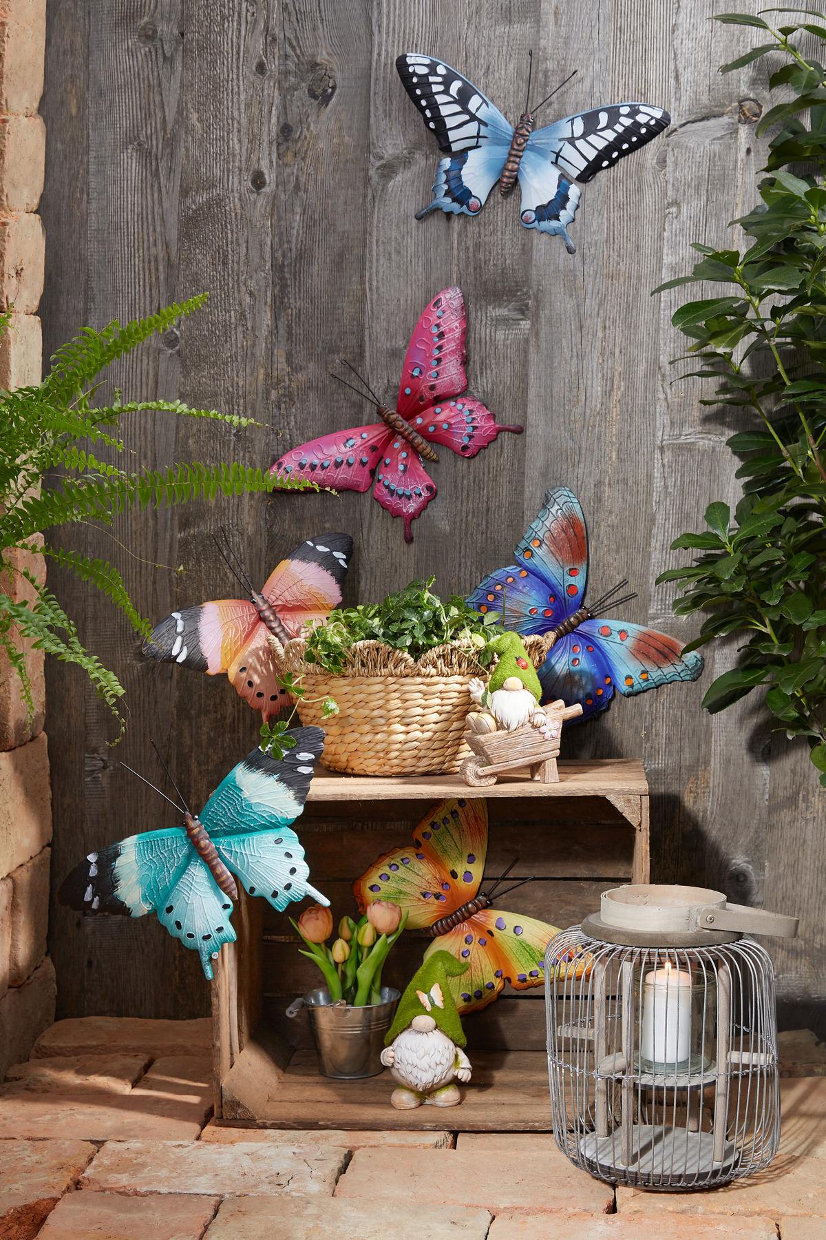 Deko Schmetterling Kathrin 24x35 cm Metall - Blau/Pink, Design, Metall (24/35cm)