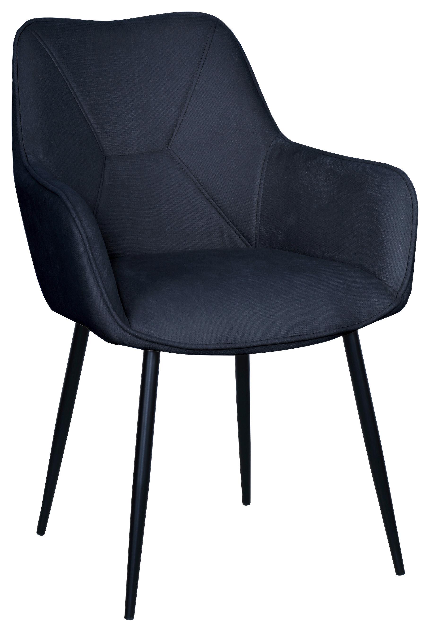 Stolička s podrúčkami ELENA modrá - modrá/čierna, Modern, kov/drevo (57/85/60cm) - Mömax