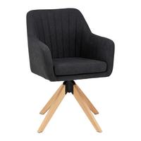 Sametová židle Lucita, otočná, nohy dřevo - přírodní barvy/antracitová, Moderní, kov/dřevo (58/87/60cm) - Bessagi Home