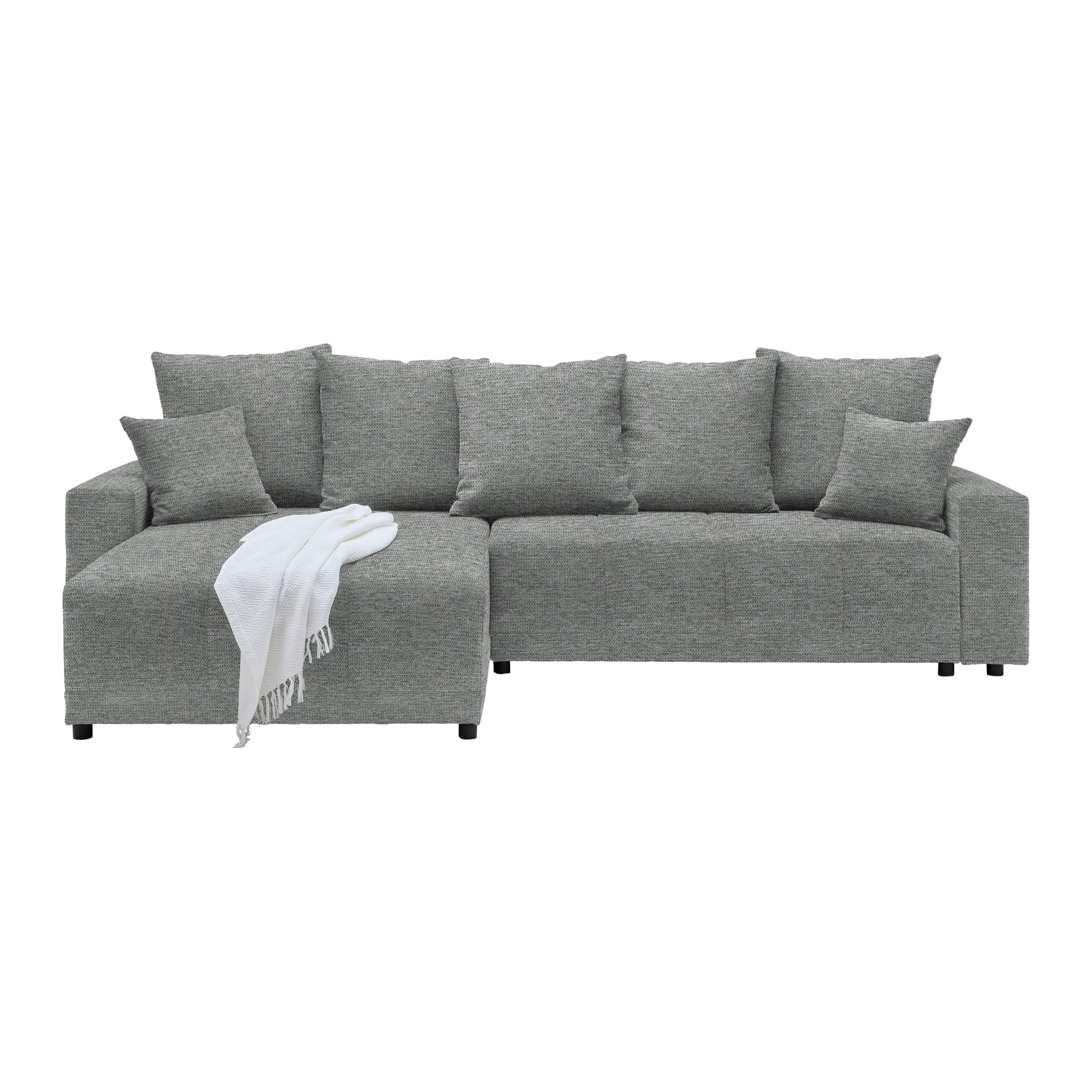 Rohová sedačka ALATRI, oboustranná,šedá,s polštáři - šedá/černá, Moderní, textil/plast (289/90/176cm) - Based