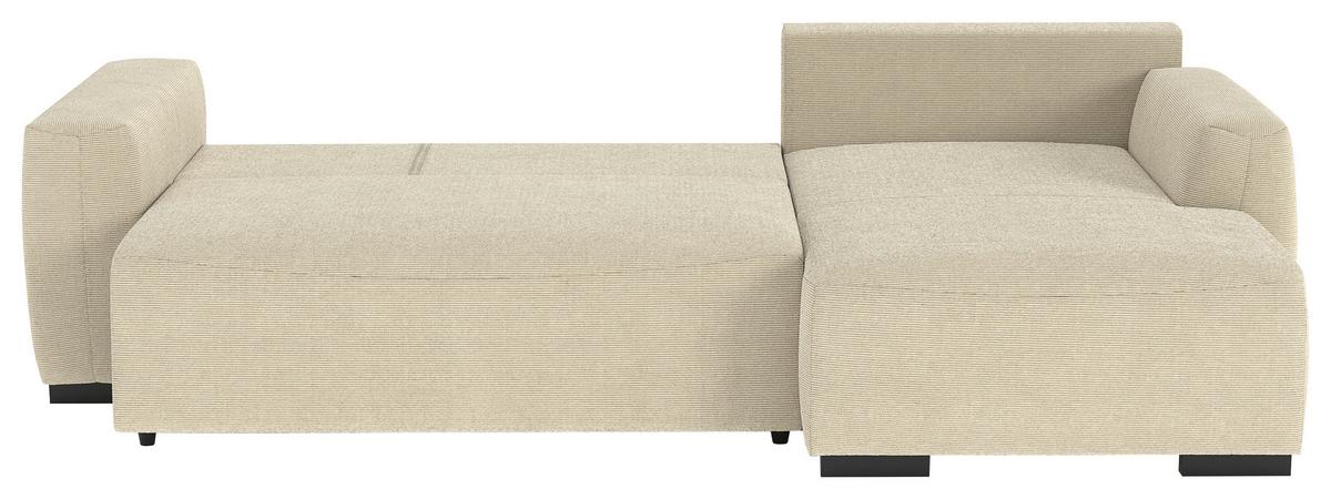 Ecksofa mit Bettfunktion Giro Cord beige, B: 252cm - Beige/Schwarz, Trend, Textil (252/86/170cm)
