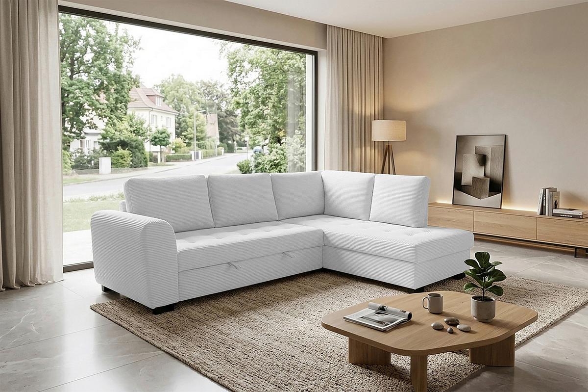 Ecksofa John Silberfarben S: 239x178 cm - Silberfarben/Schwarz, Trend, Textil (239/178cm)