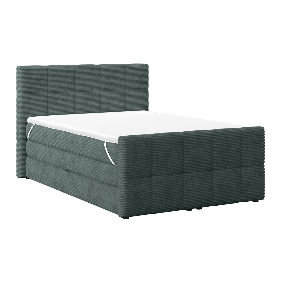 Boxspringbett mit Topper und Bettkasten 140x200 Medino - Blaugrau, KONVENTIONELL, Holz/Holzwerkstoff (140/200cm)