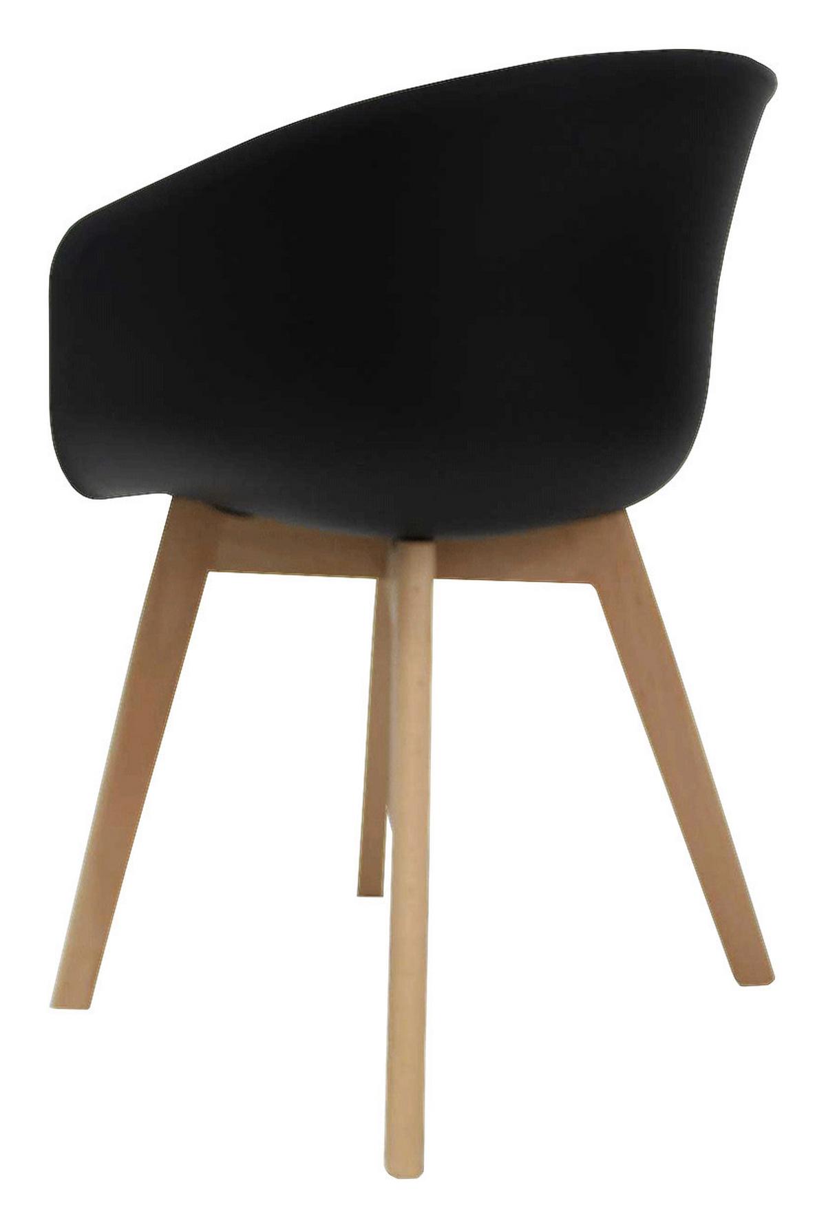 Armlehnstuhl-set Noan - Schwarz/Naturfarben, MODERN, Holz/Kunststoff (60/78,5/44cm) - MID.YOU