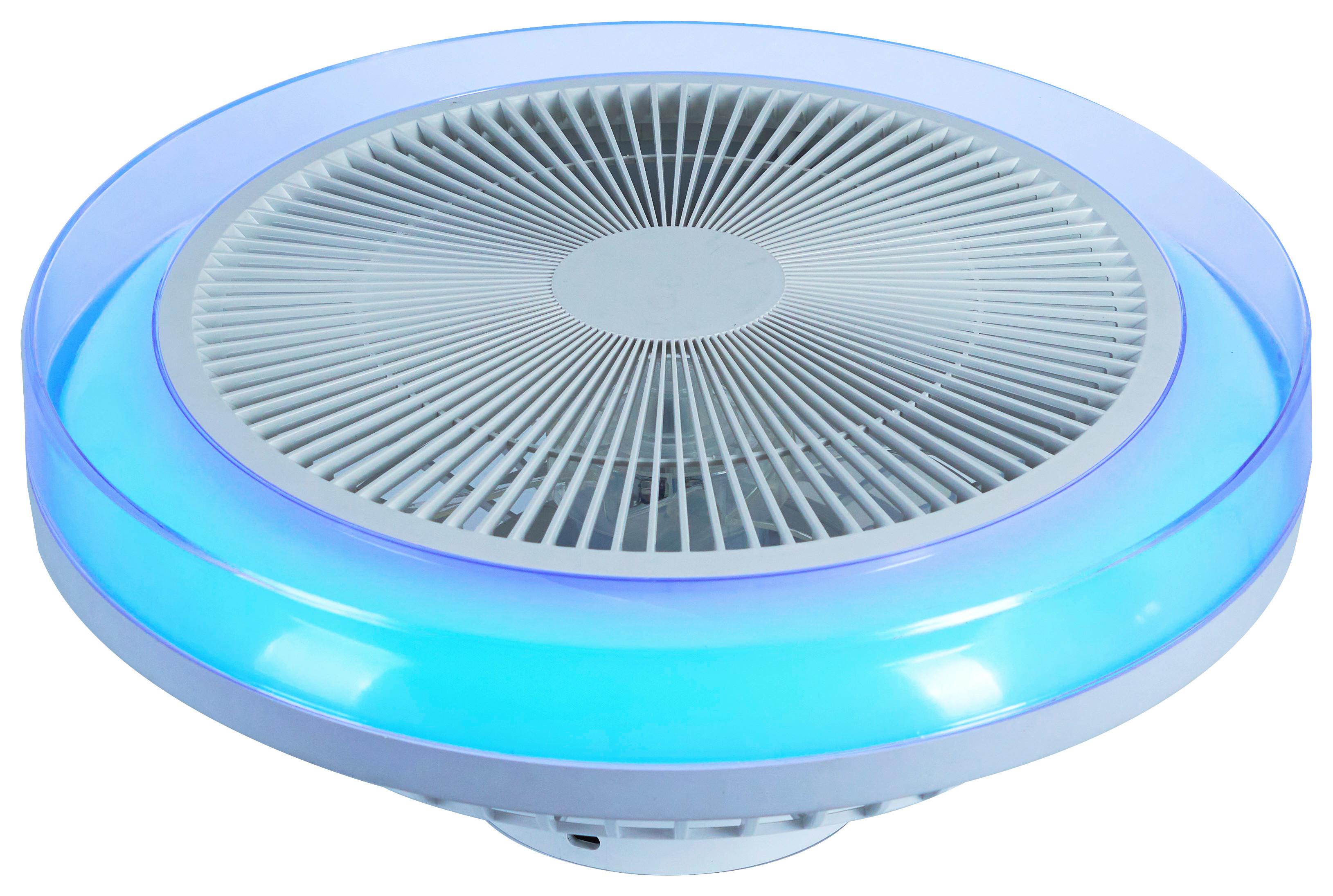 Deckenventilator 25 W Cassidy Mit Fernbedienung H: 19 Cm - Transparent/Opal, MODERN, Kunststoff/Metall (45,5/19cm) - Luca Bessoni