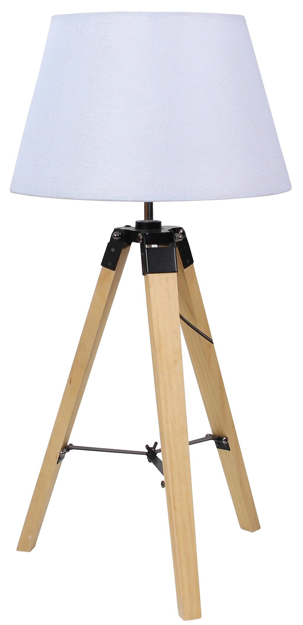 Tischleuchte 41-31136 - Weiß, Natur, Holz/Textil (35/35/68cm)