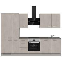 Kuchynská linka 300 cm, šedý betón/ kamenná šedá - sivá/farba ušľachtilej ocele, Modern, kov/kompozitné drevo (300cm) - Nobilia