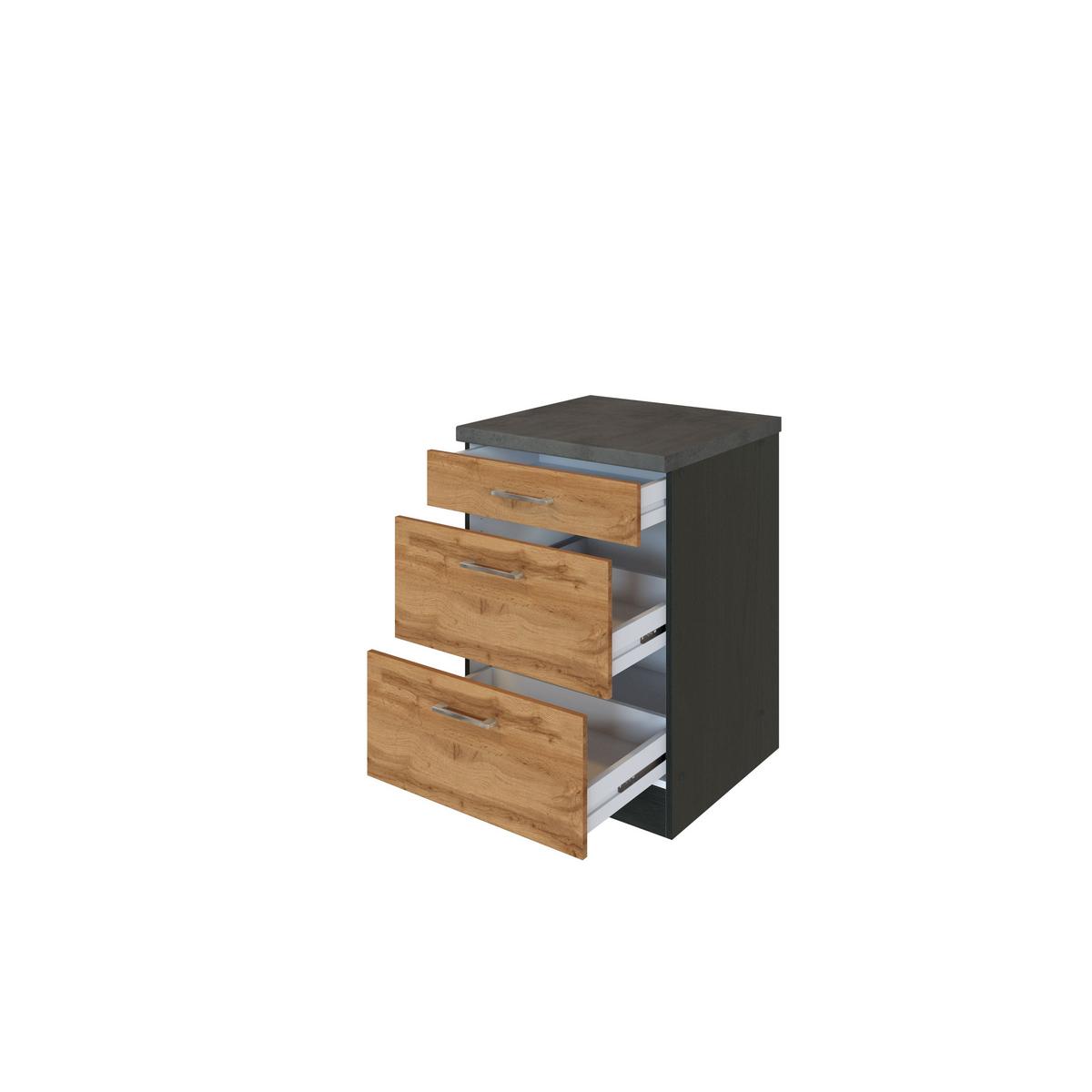 Küchenunterschrank B: 50 Cm Eiche Dekor/anthrazit - Anthrazit/Eiche Wotan, MODERN, Holzwerkstoff (50/85/60cm) - Held