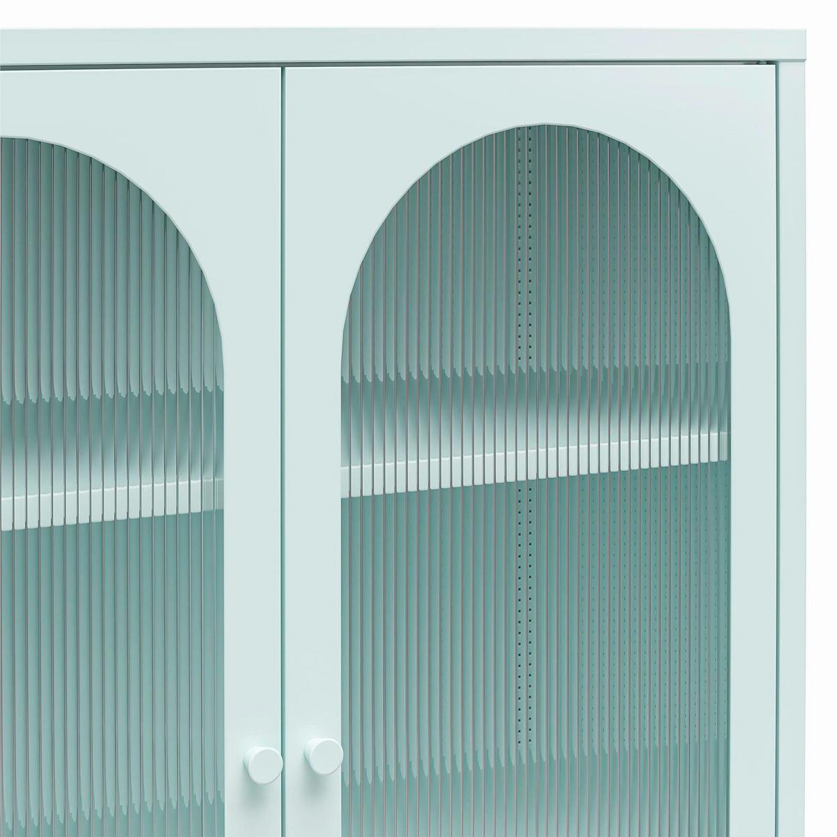 Highboard Luna Blau B: 80cm - Blau/Transparent, Design, Glas/Metall (80/102/40cm) - MID.YOU