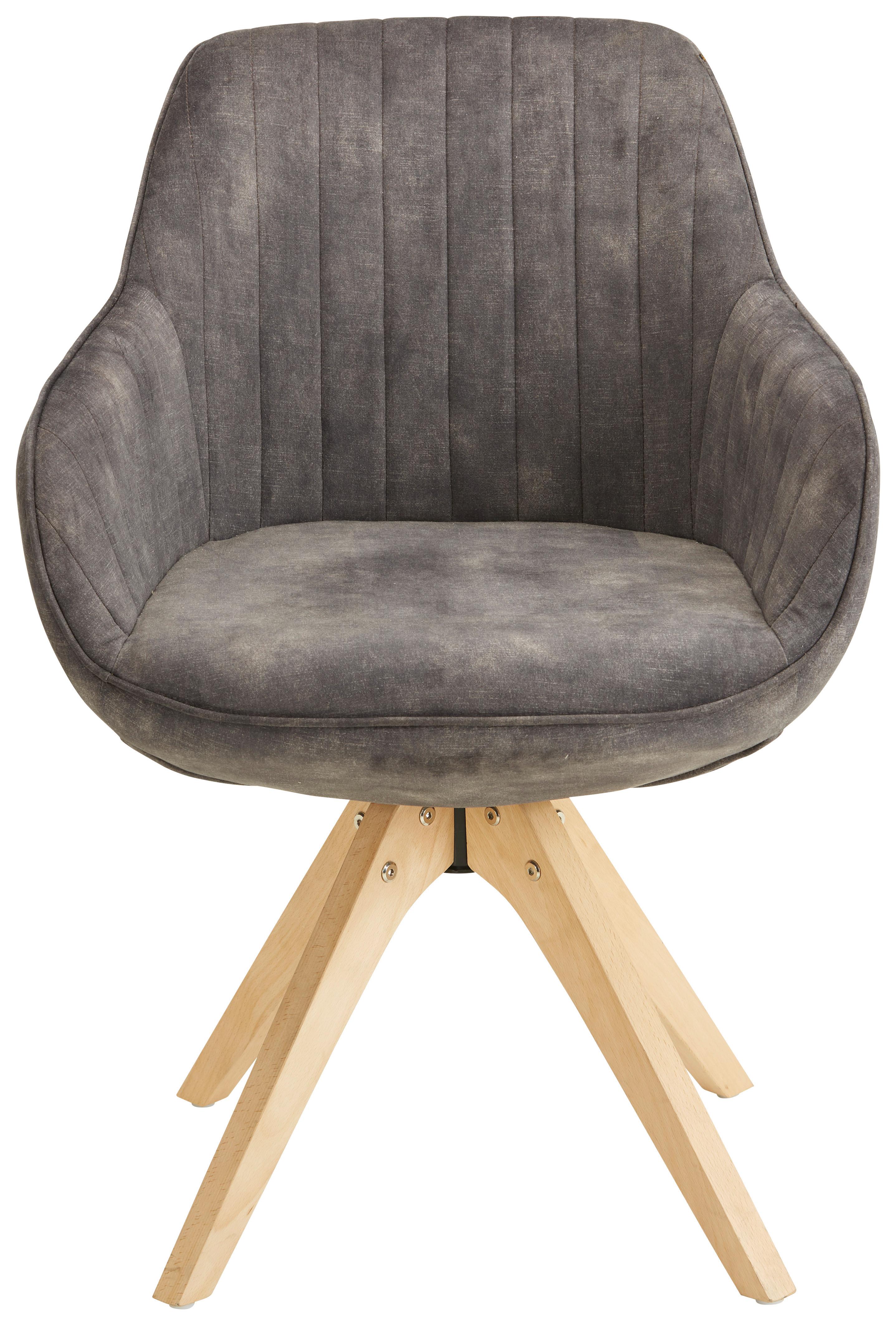 Židle S Područkami Relax - přírodní barvy/hnědá, Moderní, dřevo/textil (60/61/82cm) - Modern Living