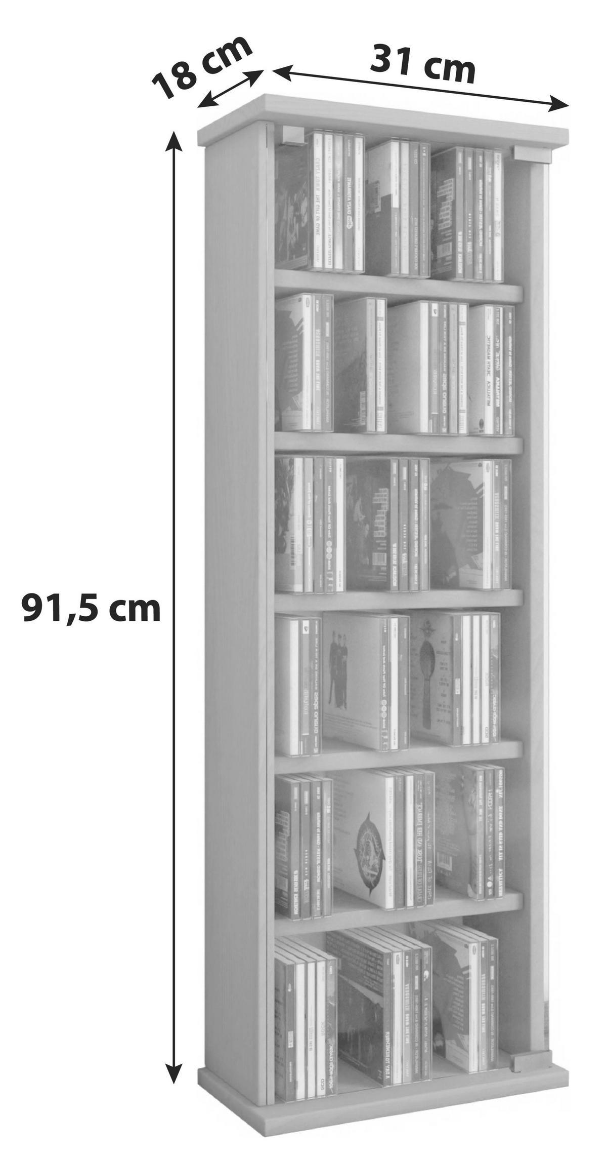 CD-Regal Loposa 31 cm Buche Dekor - Buchefarben, KONVENTIONELL, Glas/Holzwerkstoff (31/91,5/18cm) - MID.YOU