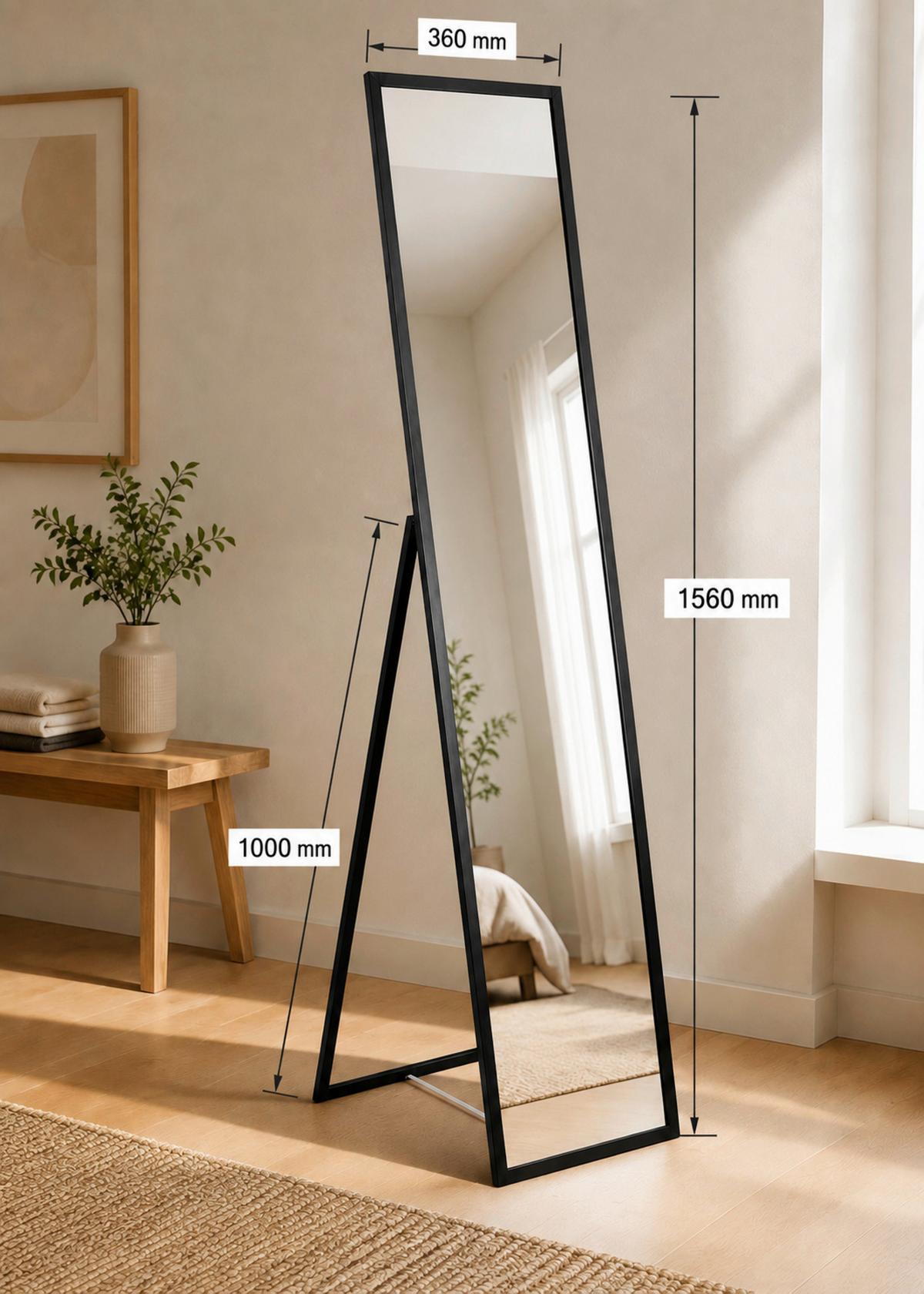 Spiegel Jan Schwarz B: 36cm - Schwarz, Trend, Glas/Holzwerkstoff (36/156cm)