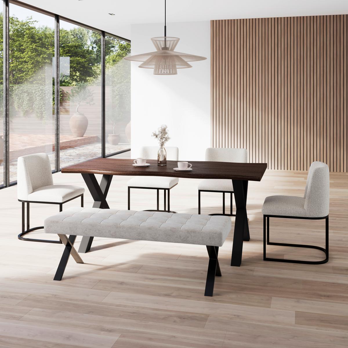 Jedálenský stôl LAUREL 180x90cm - čierna/farba vlašského orecha, Modern, kov/kompozitné drevo (180/76/90cm) - Bessagi Home