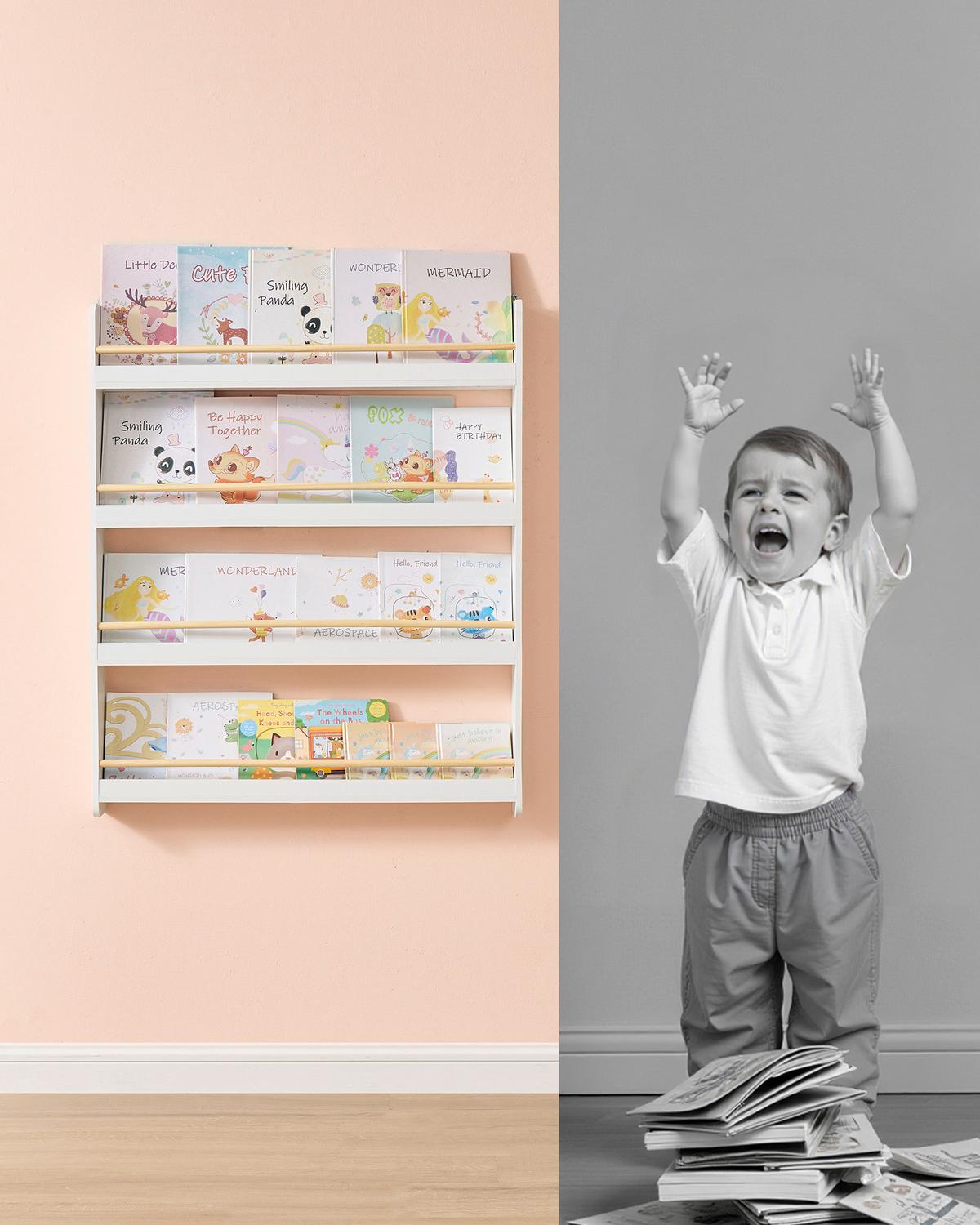 Kinderregal Kid Bookcase Naturfarben/weiß B: 80 Cm - Naturfarben/Weiß, MODERN, Holz/Holzwerkstoff (80/100/12cm) - MID.YOU