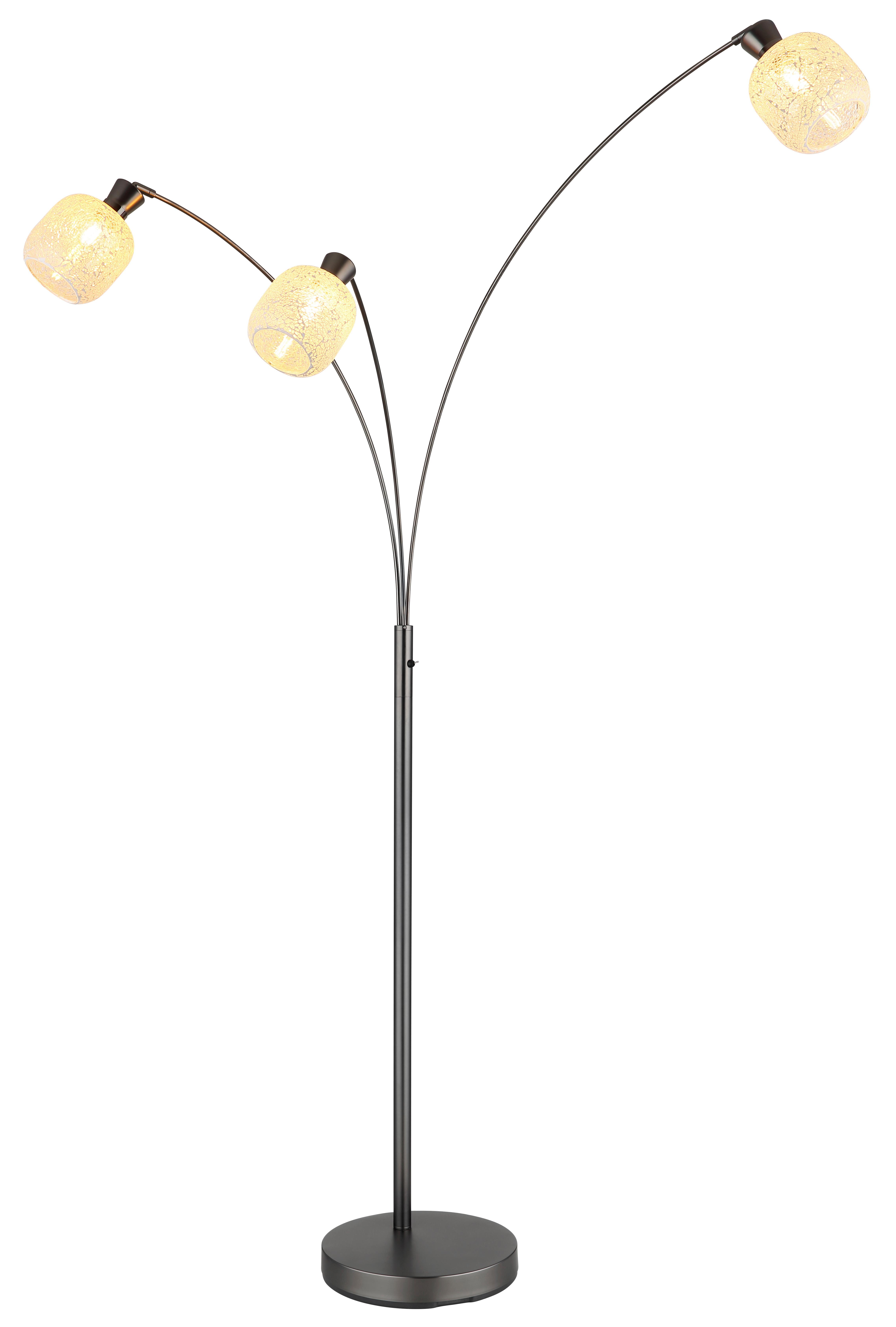 STEHLEUCHTE Exkl. 3xE14 40W - Klar/Schwarzchrom, Design, Glas/Kunststoff (84,5/100/200,5cm) - Globo