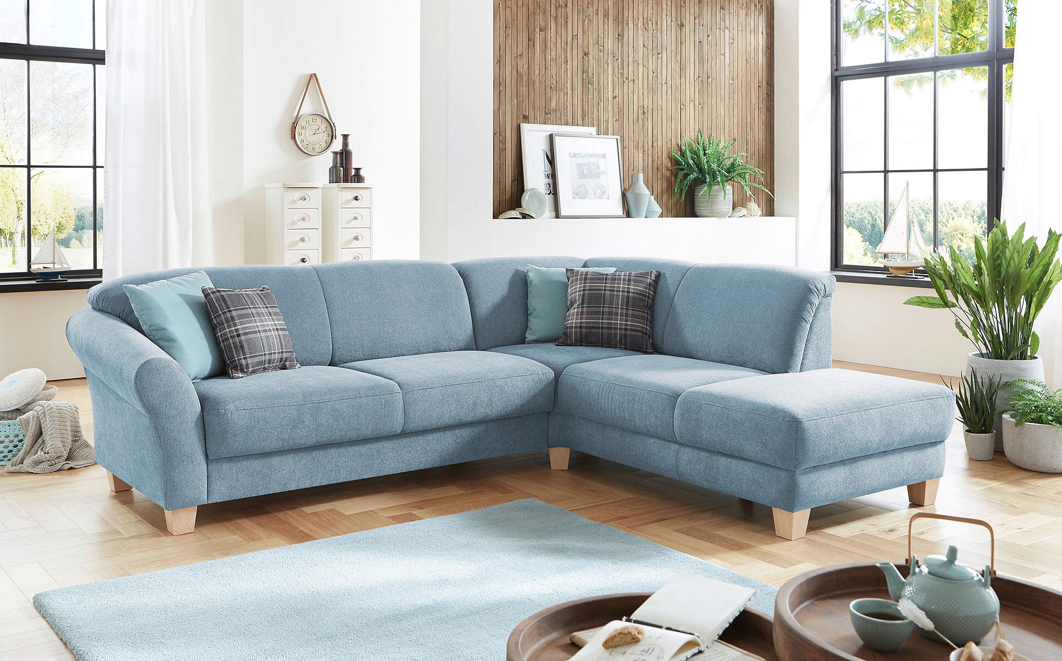 Ecksofa Gotland hellblau mit Bettkasten, 257x212 cm - Naturfarben/Hellblau, KONVENTIONELL, Textil (257/212cm) - Sit & More