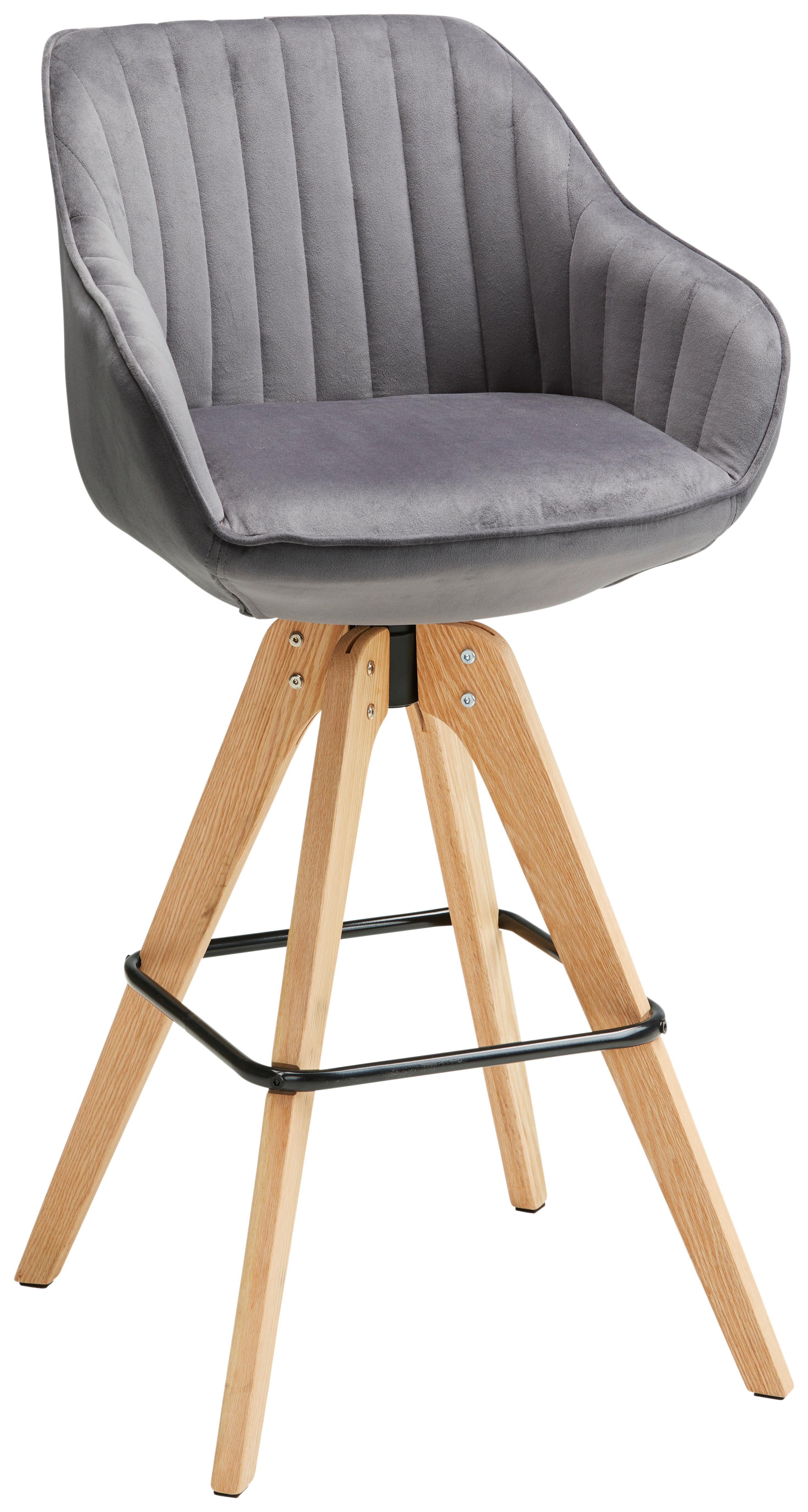 Barová Židle Chill - tmavě šedá/přírodní barvy, Moderní, dřevo/textil (55/106/78/56cm) - Premium Living