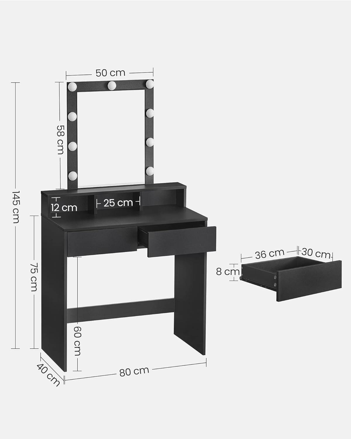 Toaletní stolek š. 80 cm, černý - černá, Trend, kompozitní dřevo/sklo (80/40/145cm) - Boxxx