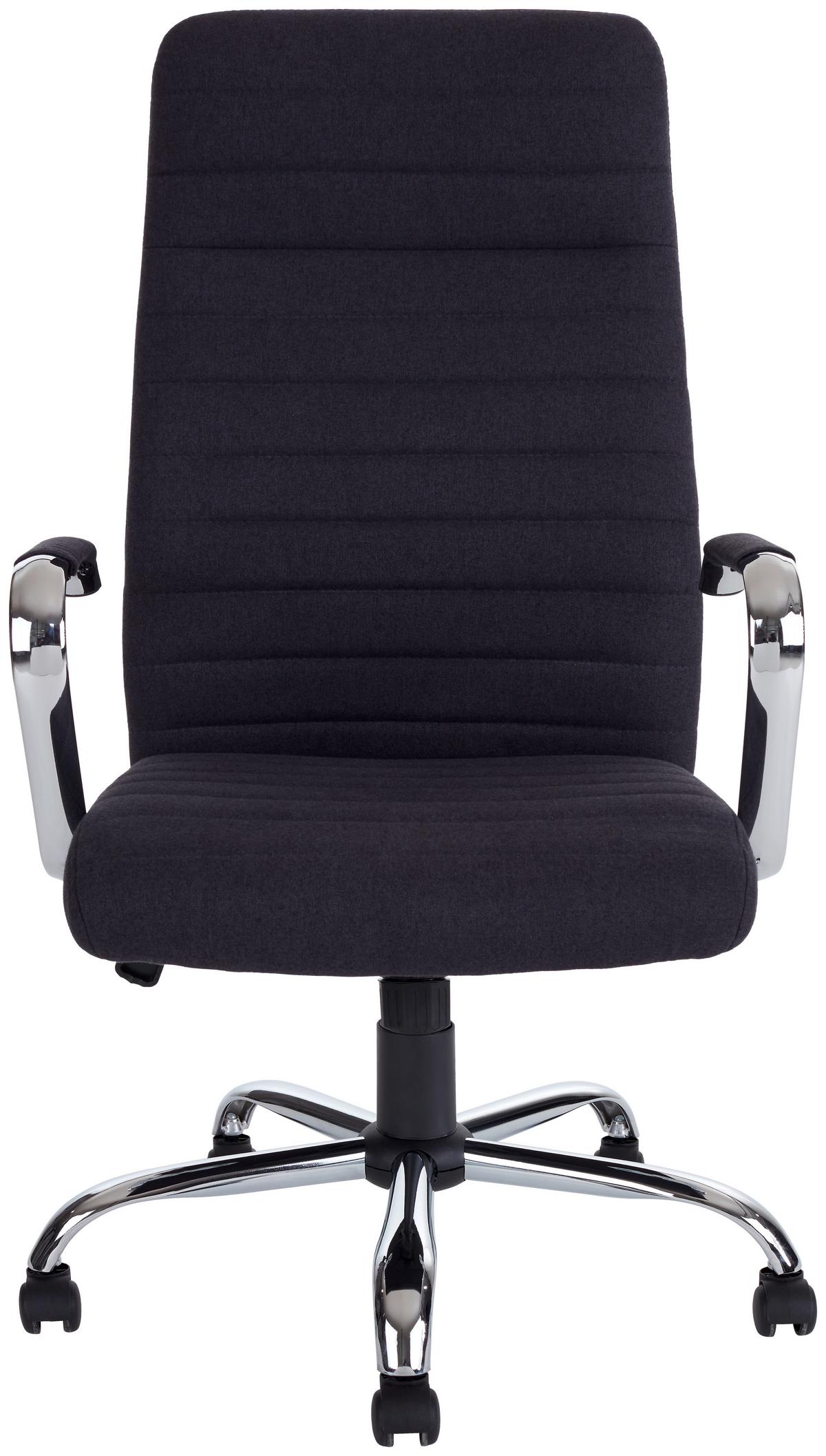 Bürostuhl Claus Mit Armstützen Anthrazit Bis 140 Kg - Chromfarben/Anthrazit, MODERN, Holz/Kunststoff (58,5/111-121/62cm) - Luca Bessoni