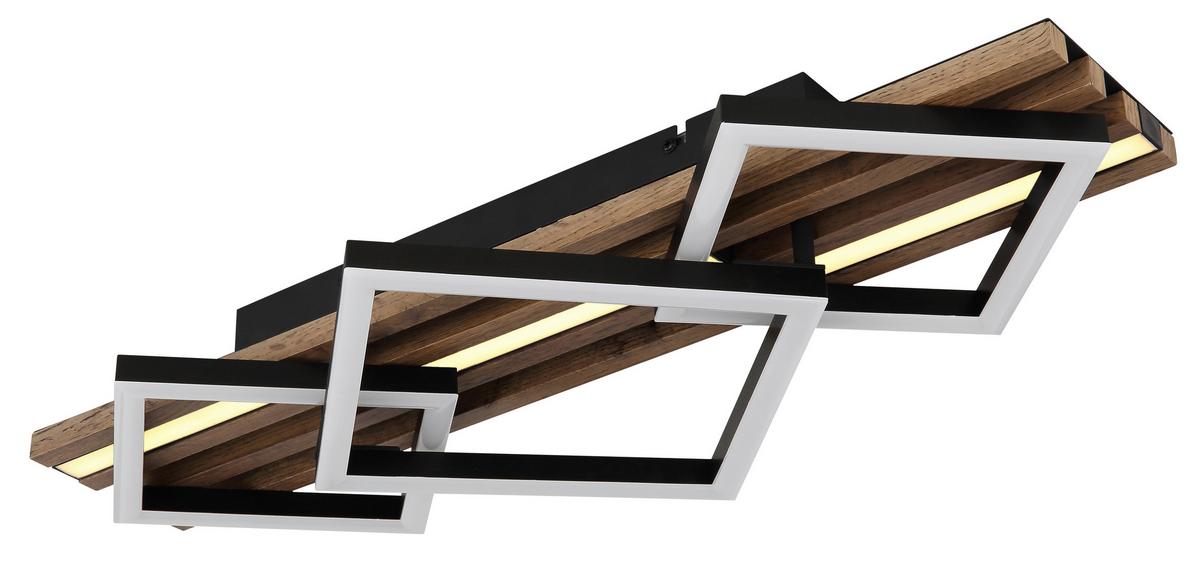Led-deckenleuchte 67344d2 Obrien - Dunkelbraun/Schwarz, Natur, Holzwerkstoff/Kunststoff (61/31/9,5cm) - Globo
