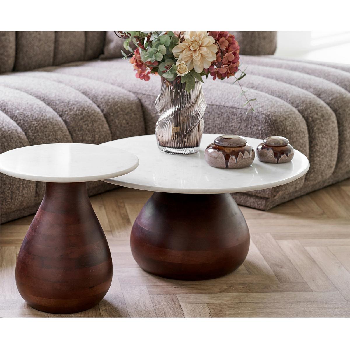 Couchtisch Heide Weiß/Dunkelbraun B: 70cm - Dunkelbraun/Weiß, Design, Holz/Stein (70/70/35cm) - MID.YOU