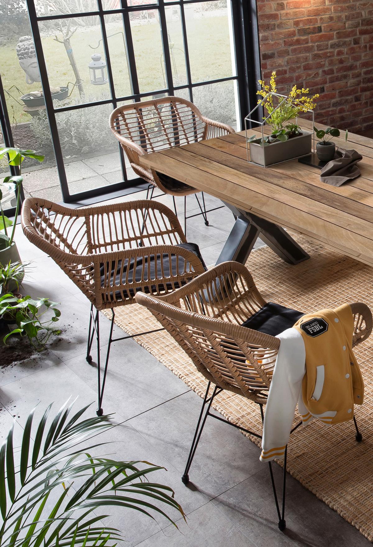 Esstisch Schwarz, Naturfarben L: 220cm - Schwarz/Naturfarben, Design, Holz/Metall (220/100/77cm) - Livetastic