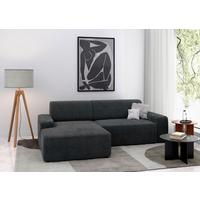 Ecksofa Wien Dunkelgrau S: 162x246 cm - Dunkelgrau/Schwarz, MODERN, Textil (162/246cm) - Trendmanufaktur