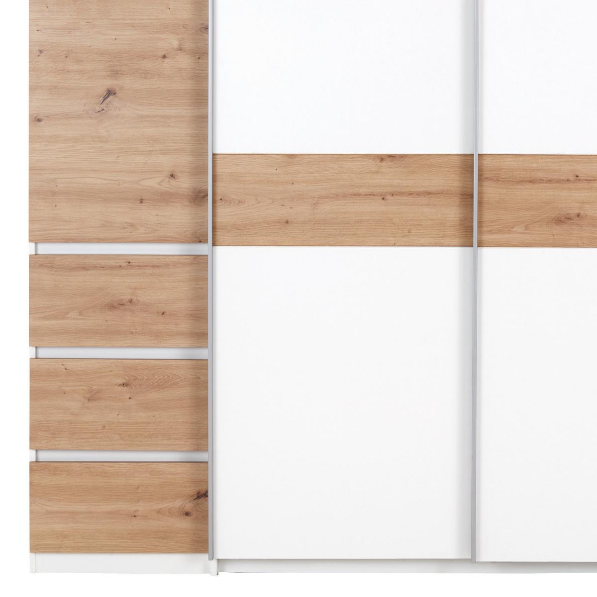 Drehtürenschrank Mit Laden B: 215 Cm Fabio Weiß/eiche Dekor - Eiche Artisan/Weiß, KONVENTIONELL, Holzwerkstoff (215/215/61,9cm)