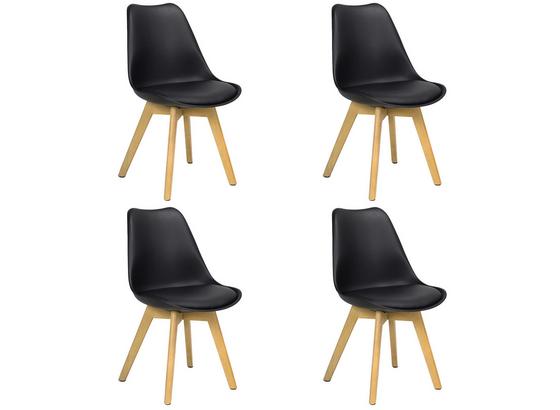 Stuhl-Set Woody 4-Er Set Schwarz - Schwarz/Naturfarben, MODERN, Holz/Kunststoff (48/83/48cm) - Livetastic Stuhl-Set Woody 4-Er Set Schwarz - Schwarz/Naturfarben, MODERN, Holz/Kunststoff (48/83/48cm) - Livetastic