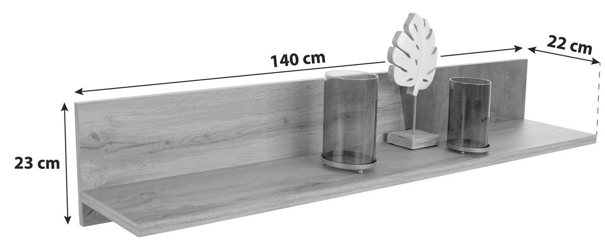Wandboard Venedig B: 140 cm Dunkelgrau/Eiche Dekor - Eichefarben/Dunkelgrau, MODERN, Holzwerkstoff (140/23/22cm)
