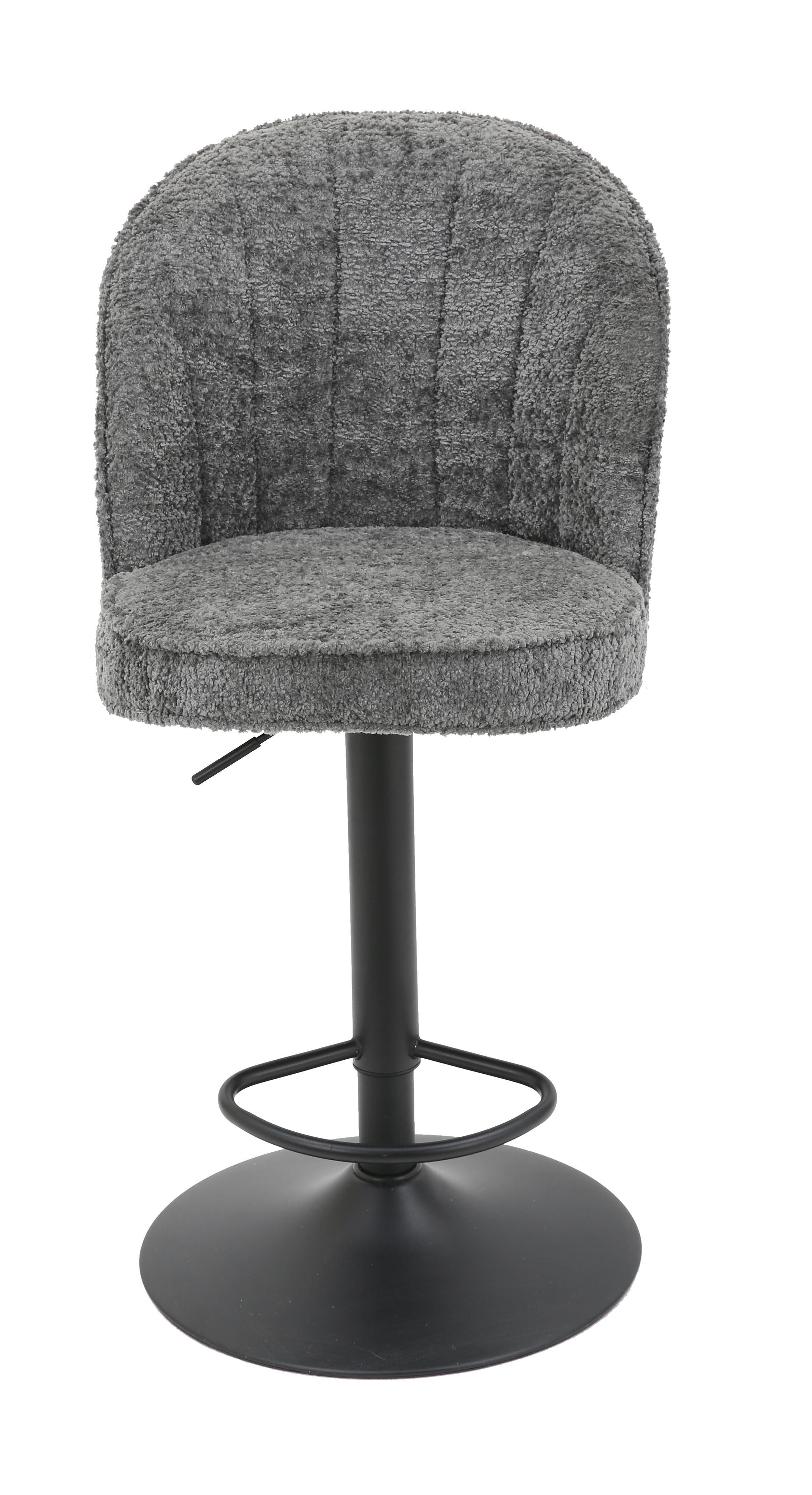 Barová židle Romy, šedá - šedá/černá, Moderní, kov/textil (53/99-119/48cm) - Mömax
