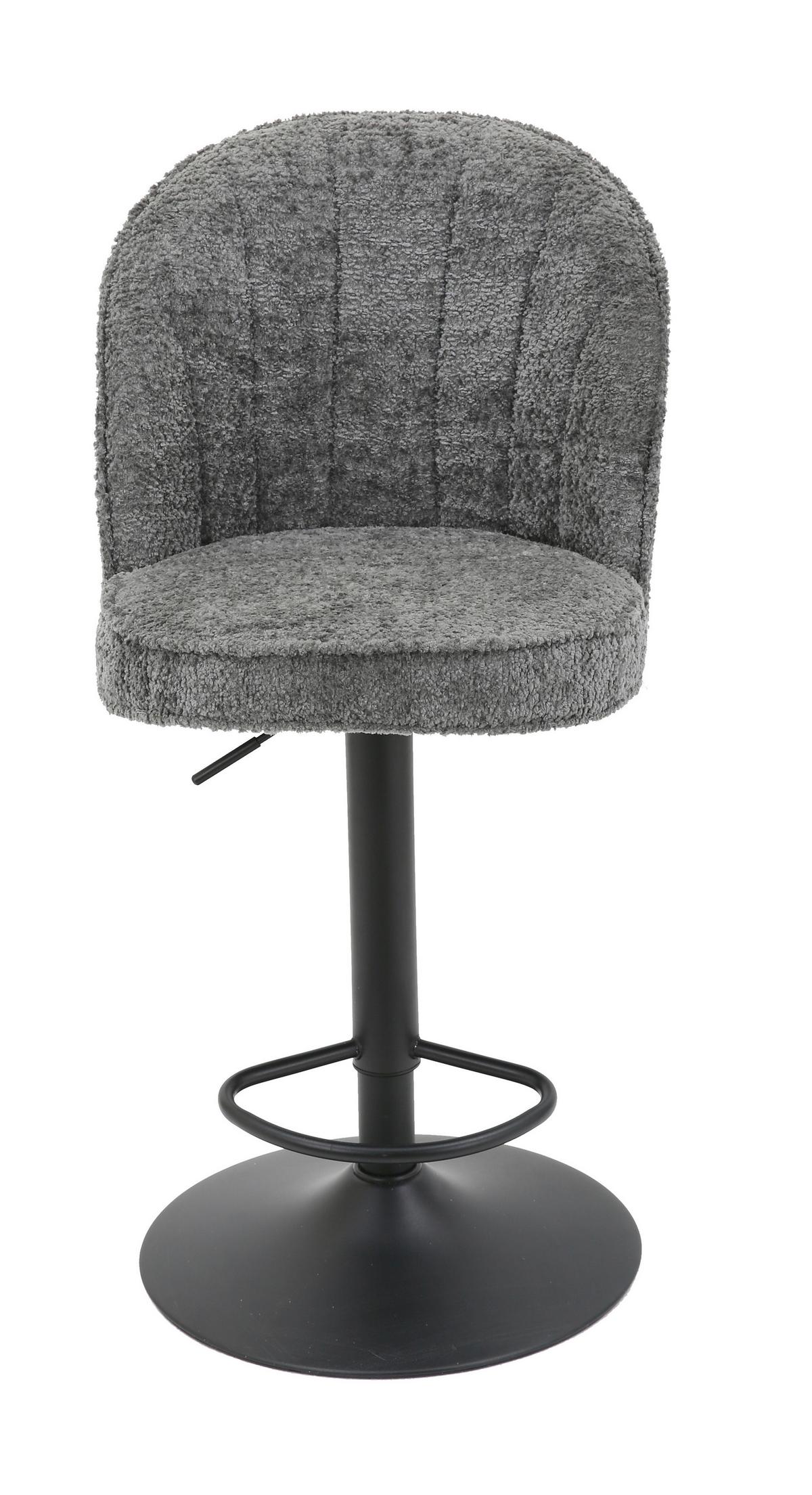 Barová židle Romy, šedá - šedá/černá, Moderní, kov/textil (53/99-119/48cm) - Mömax