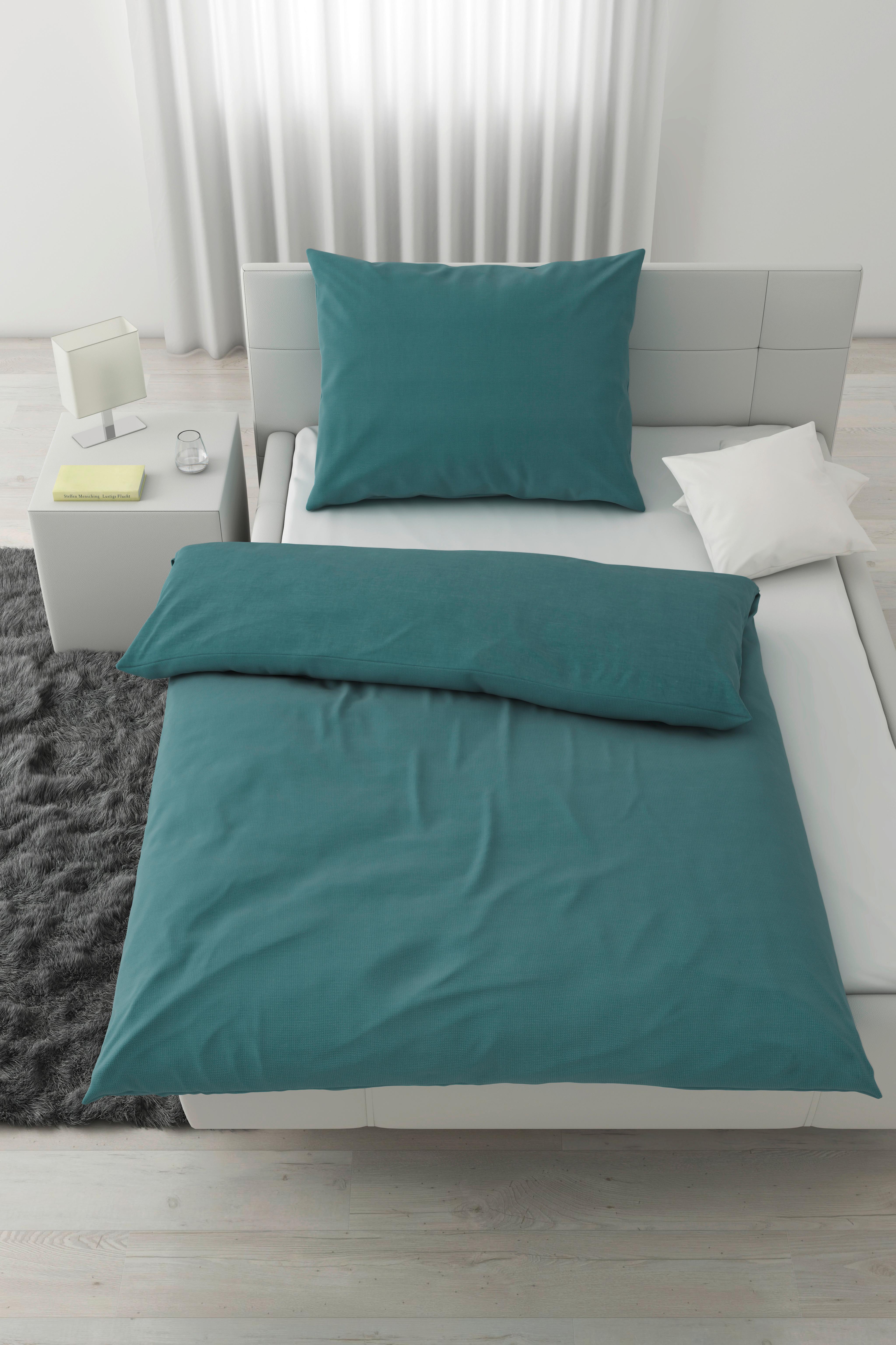 POVLEČENÍ Waffel, 140/200cm, modrá - modrá, Moderní, textil (140/200cm) - Modern Living