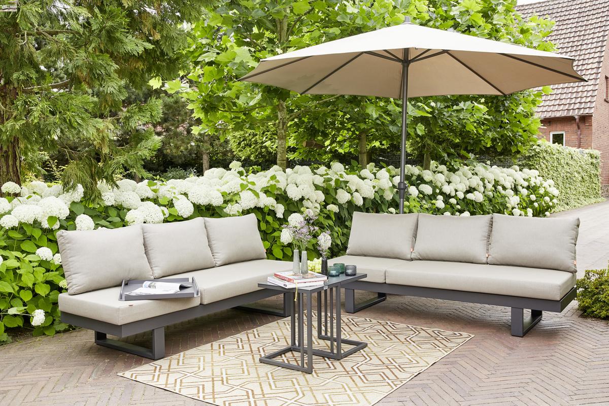 Sonnenschirm Ø 350 cm Anthrazit/Taupe - Taupe/Anthrazit, KONVENTIONELL, Textil/Metall (350/350cm) - Siena Garden