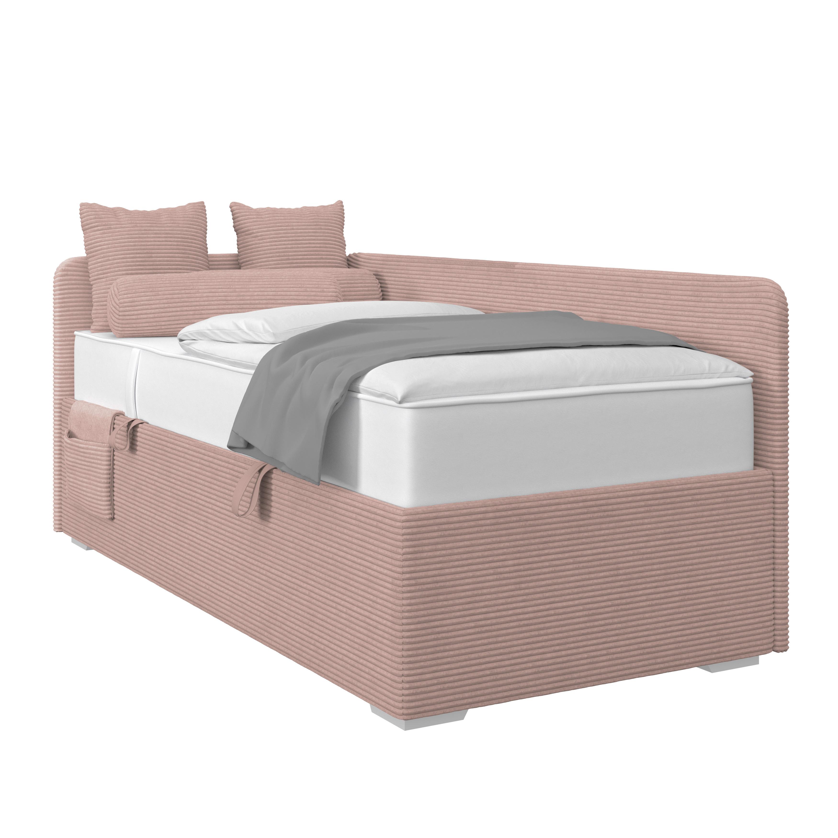 Kárpitozott Ágy Remi 90/200cm - rózsaszín, Modern, textil/fa (90/200cm)