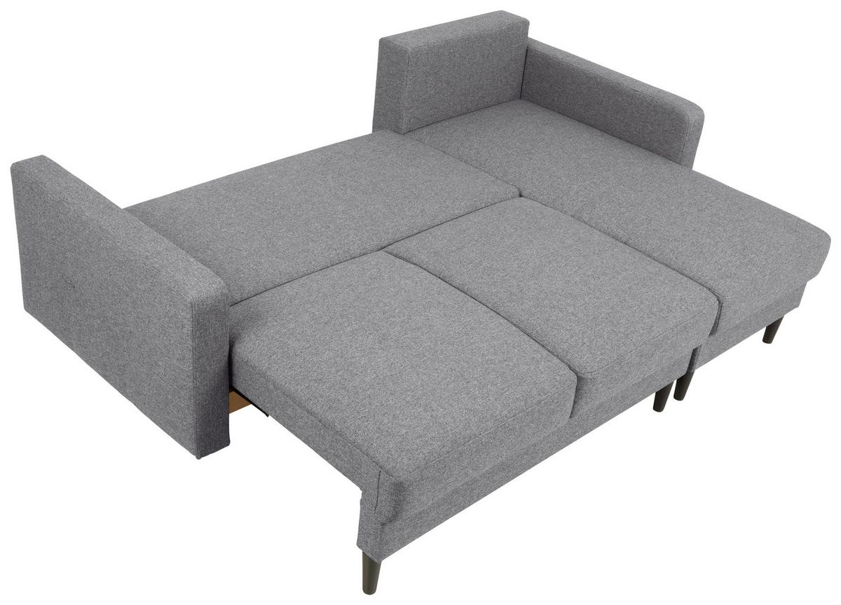 Eckschlafsofa Noret Hellgrau S: 223/157 cm - Dunkelgrau/Schwarz, KONVENTIONELL, Textil (223/157cm) - MID.YOU
