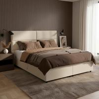 Americká posteľ LILY 180x200 cm, s topperom, béžová - čierna/béžová, Modern, drevo/textil (180/200cm) - Bessagi Home