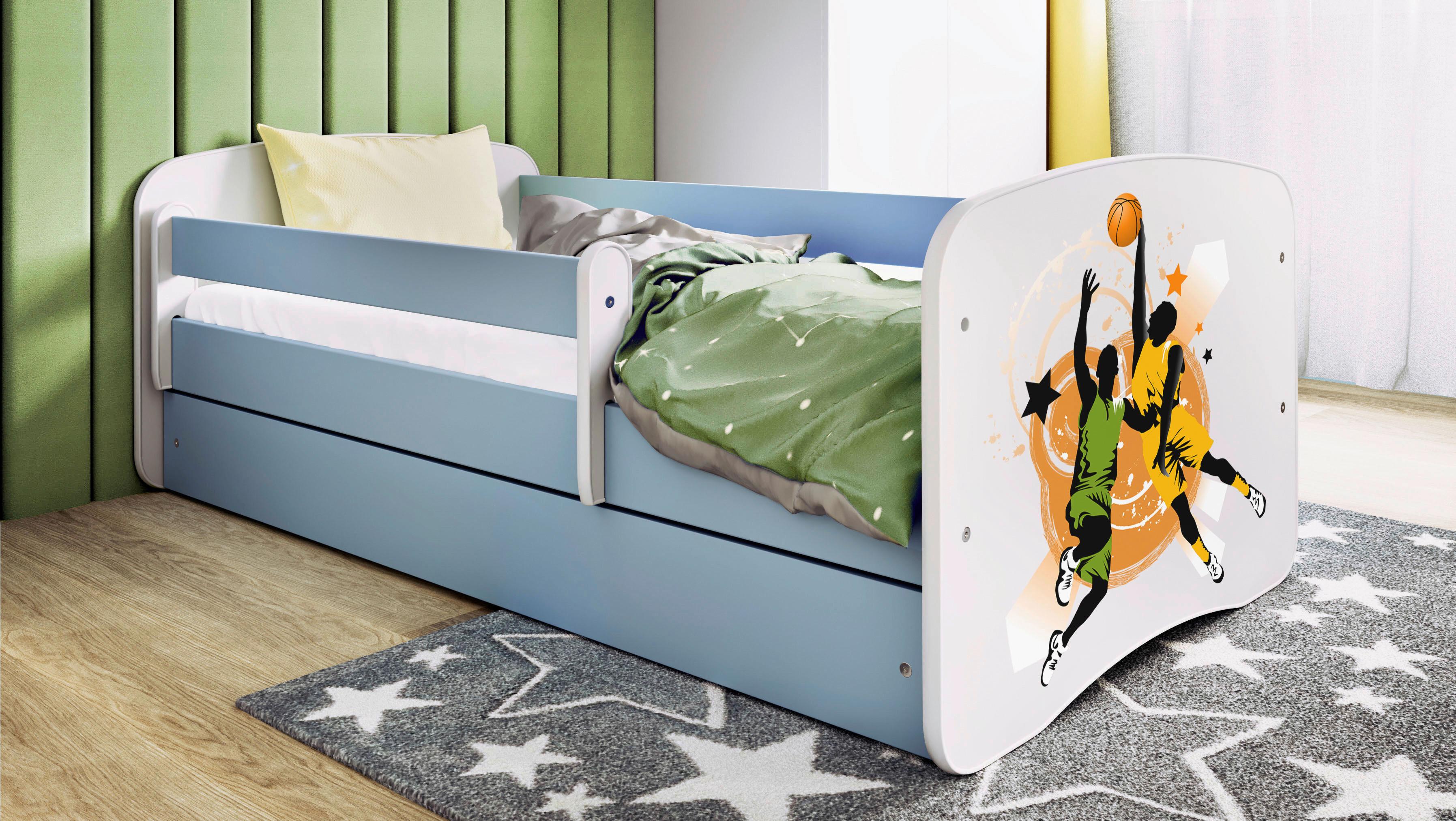 Kinder-/Juniorbett Babydreams inkl. Matratze 80x160 - Blau/Birkefarben, MODERN, Holz/Holzwerkstoff (80/160cm) - MID.YOU