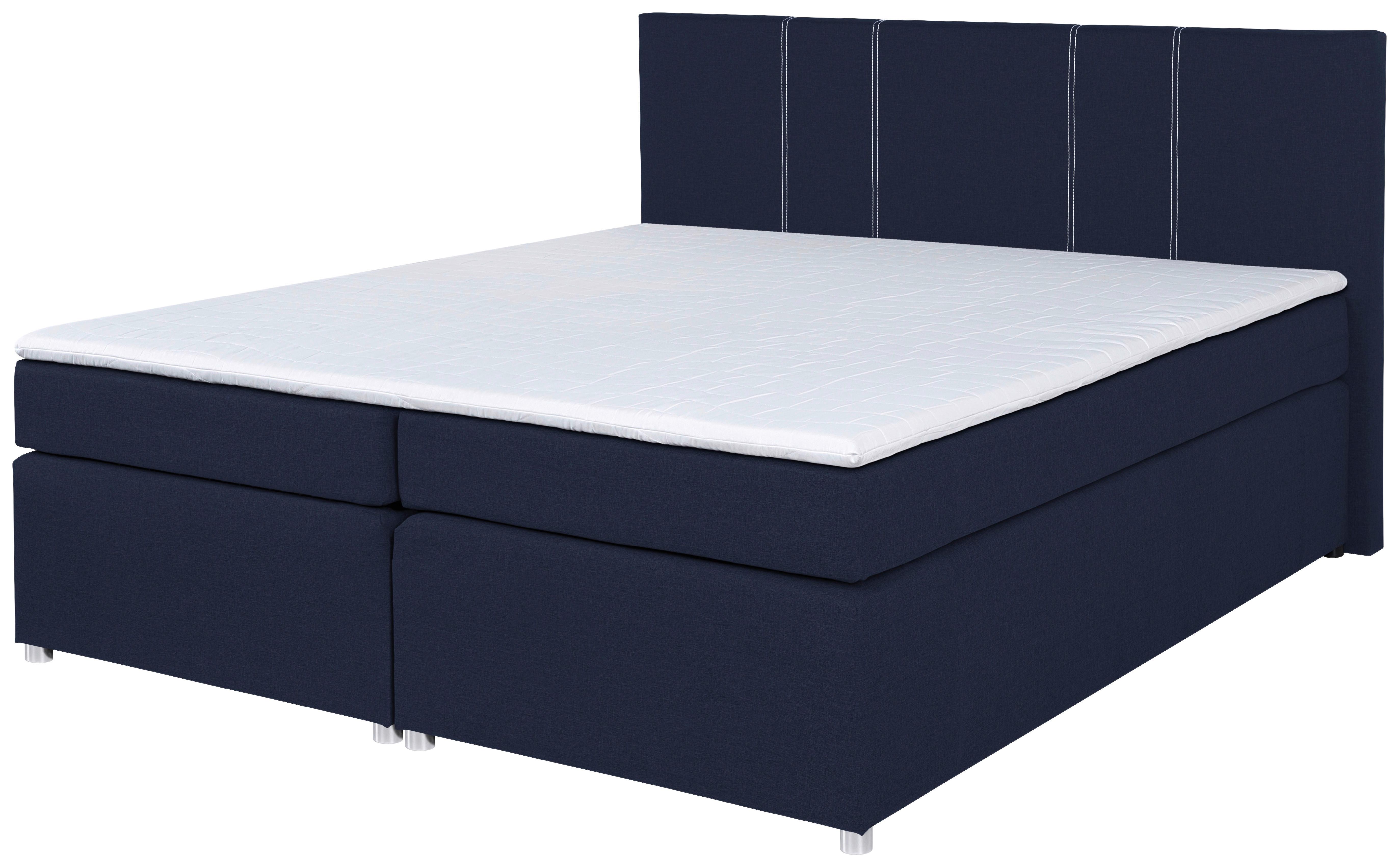 Boxspringbett Malta 200 200x200 Cobalt - Dunkelblau, MODERN, Holzwerkstoff/Textil (200/200cm)