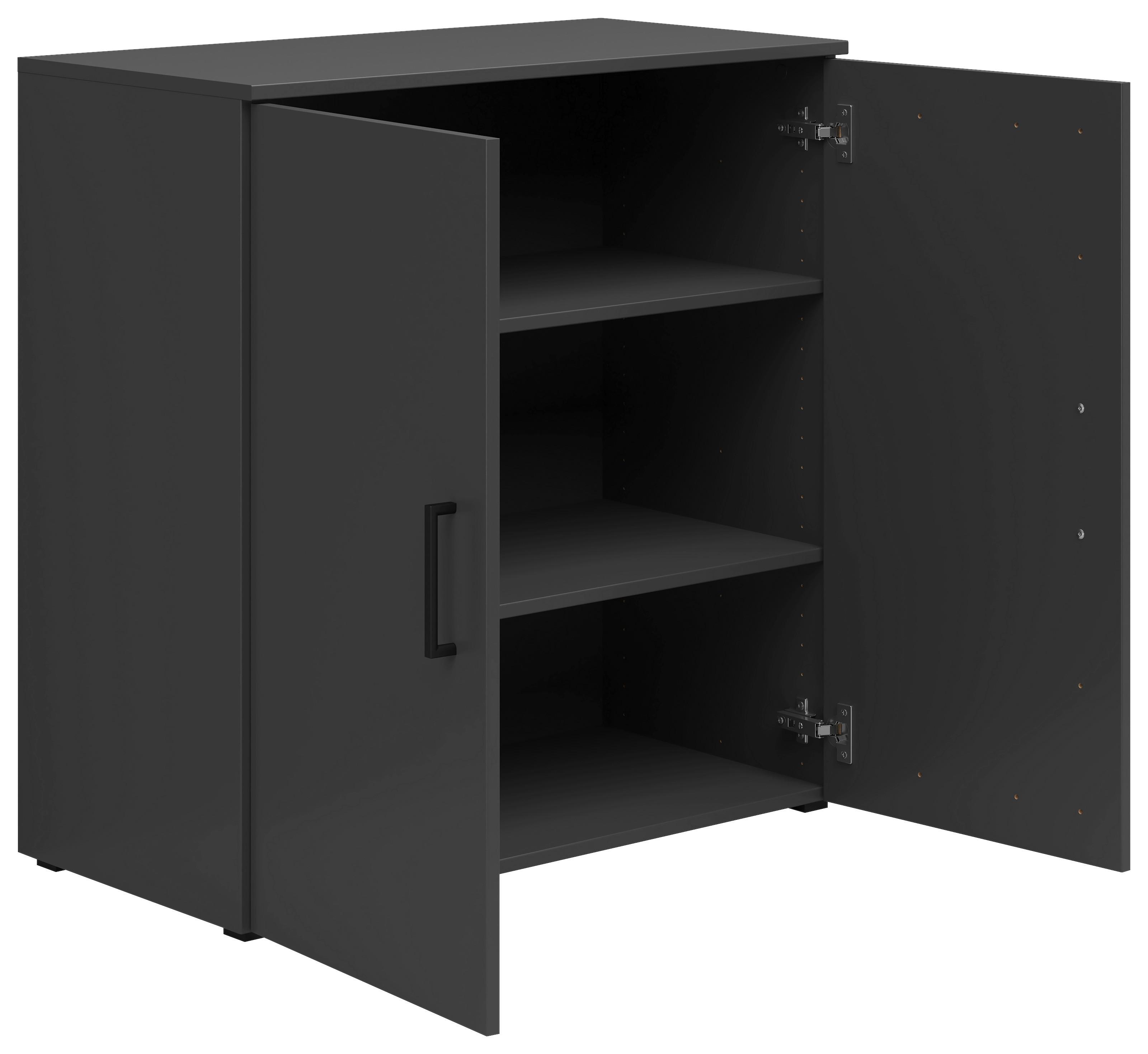 Komoda Cabinet š: 80 cm - grafitová/antracitová, Modern, kompozitné drevo/plast (80/83/40cm)