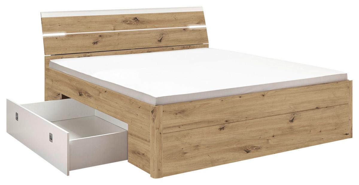 Ágykeret Mars 180/200 Cm - Artisan tölgy/fehér, Konventionell, faalapú anyag (180/200cm) - MID.YOU