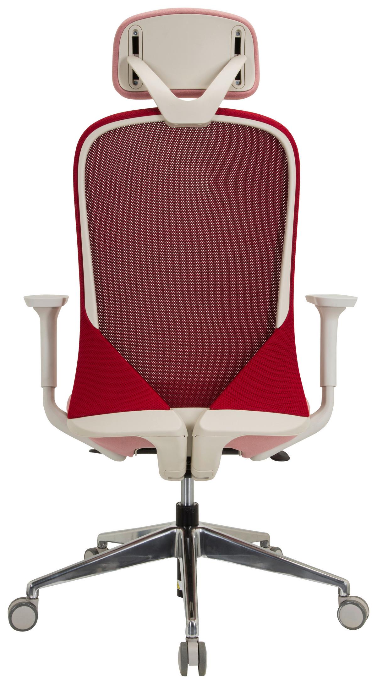 Drehstuhl Aveza Pro Armstützen Rosa/Weiß Bis 120kg - Alufarben/Rosa, MODERN, Kunststoff/Textil (68/130/60cm) - MID.YOU