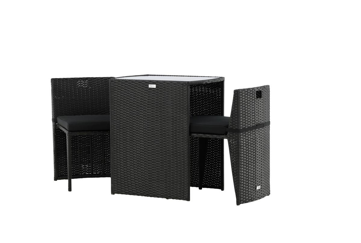 Balkonmöbel Set Savanna Metall/kunststoff Mit Kissen - Schwarz/Grau, KONVENTIONELL, Kunststoff/Textil - Gardenson